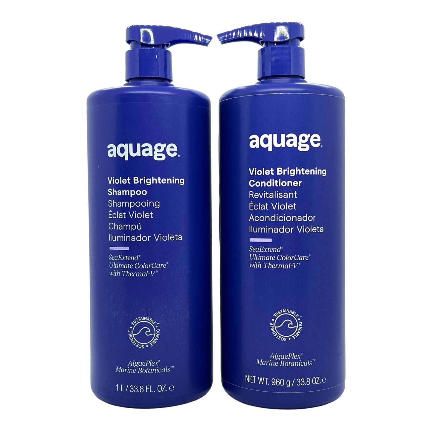 Aquage Violet Brightening Shampoo & Conditioner 33.8 Oz Set - Beauty Gables 
