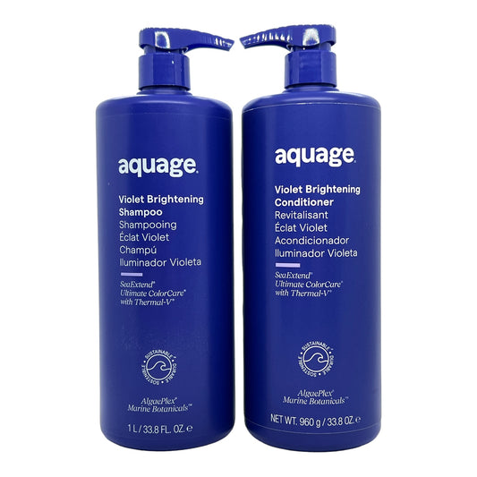 Aquage Violet Brightening Shampoo & Conditioner 33.8 Oz Set - Beauty Gables 