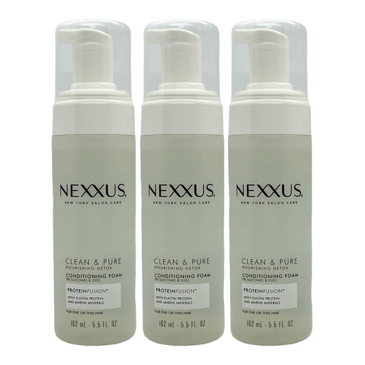 Nexxus Clean & Pure with ProteinFusion Conditioning Hair Foam 5.5 Oz (Pack of 3) - Beauty Gables 