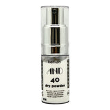 Kemon AND 40 Dry Powder dry shampoo in 0.017 oz container, with white powder visible in a small jar.