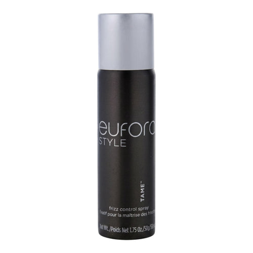 Eufora Tame Medium Control Finishing Spray 1.75 oz, hair spray bottle with a spray nozzle, for hold and style control.