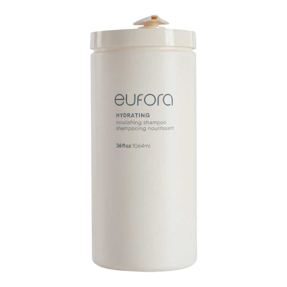 Eufora Hydrating Nourishing Shampoo bottle, 36 oz, for moisturizing hair care, with a sleek design and pump dispenser.