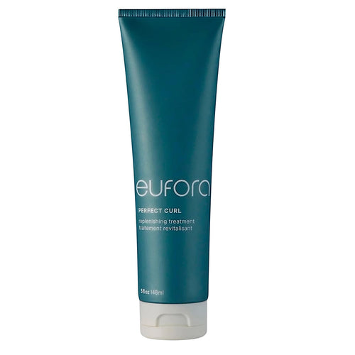 Eufora Perfect Curl Replenishing Treatment in a 5 oz bottle, showing the product label and packaging.