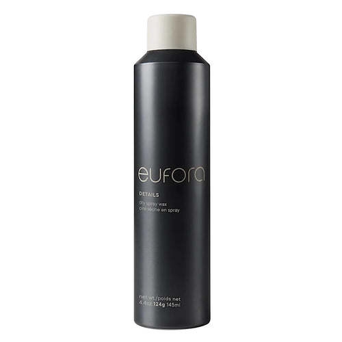 Eufora Style Details Dry Spray Wax 4.4 oz bottle with spray nozzle, designed for styling and texturizing hair.