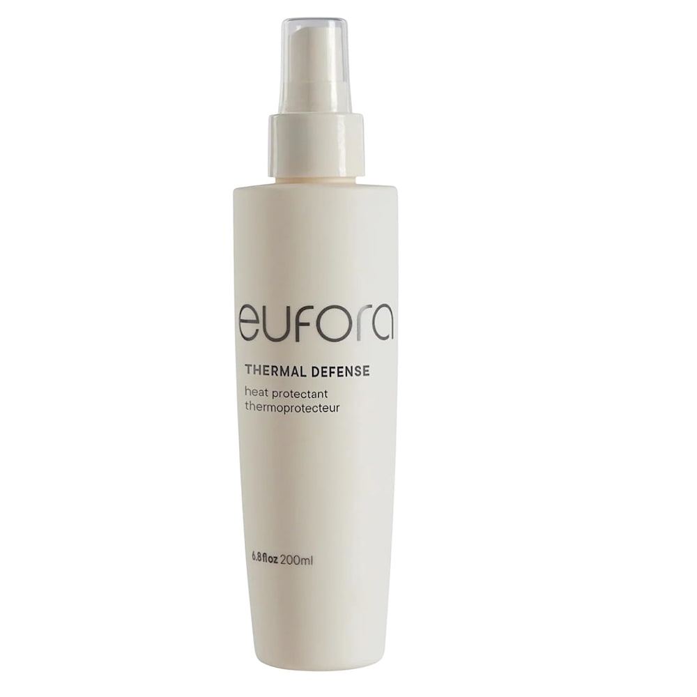 Eufora Thermal Defense Prep heat protectant spray for hair in 6.8 oz bottle, designed to protect hair from heat styling damage.