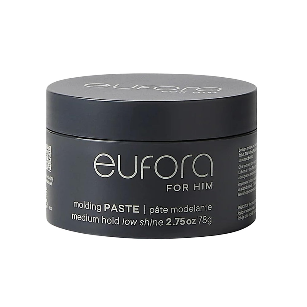 Eufora Styling Molding Paste in 2.75 oz container, medium hold, for textured hairstyles and flexible styling.