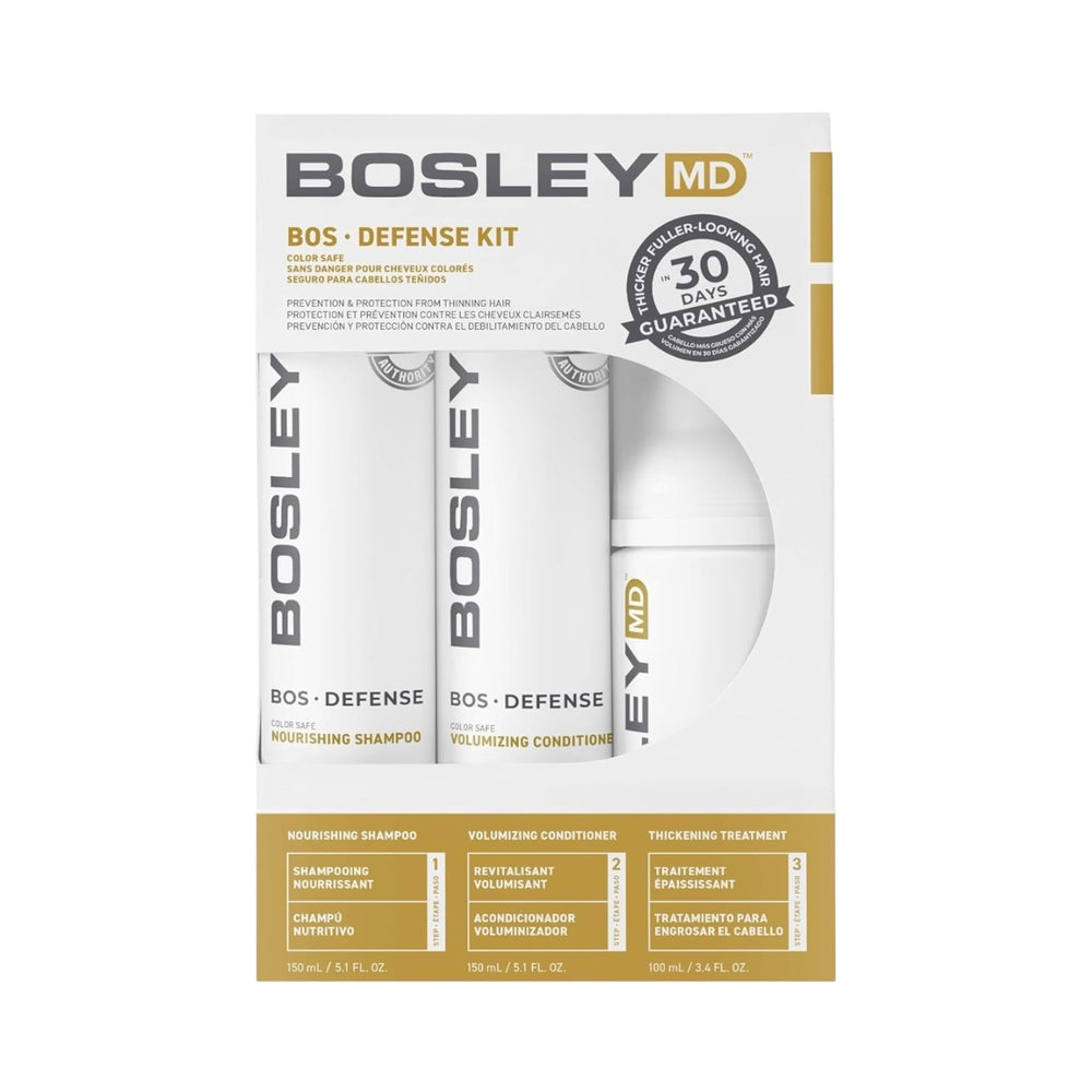 Bosley Bos-Defense Color Safe Shampoo & Conditioner 5.1 Oz & Thickening Treatment Kit