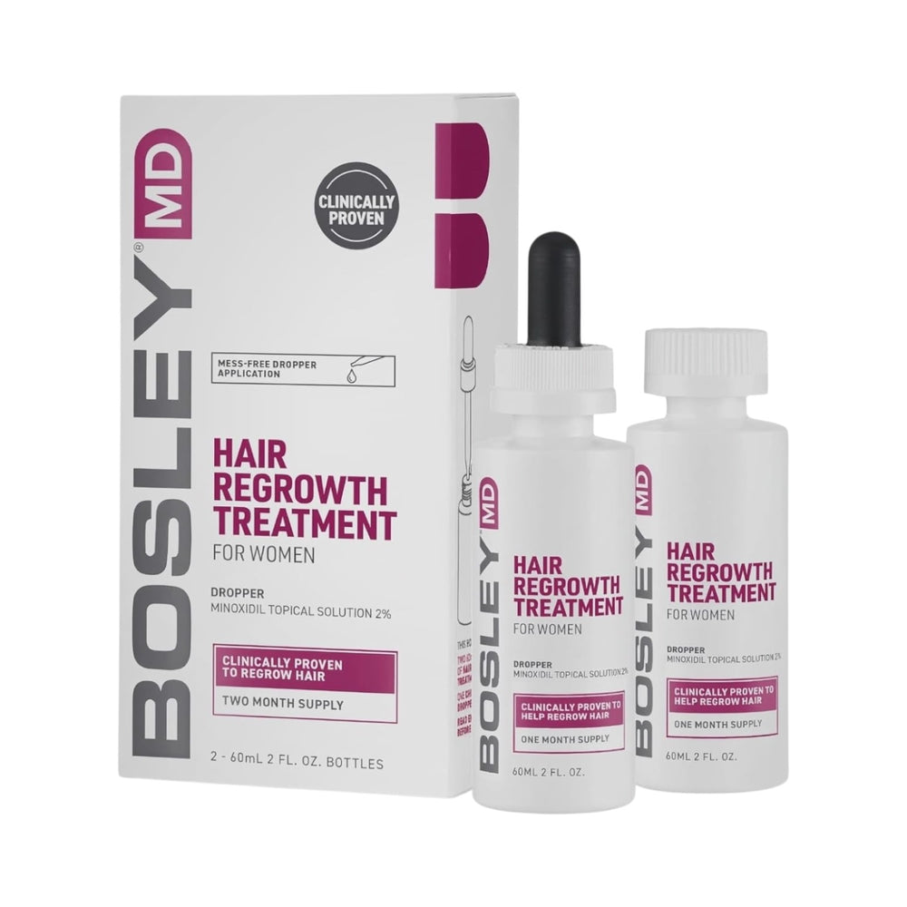 Bosley WOMENS Hair Re-growth Treatment 2% 2 x 2 Oz (2 Month Supply)