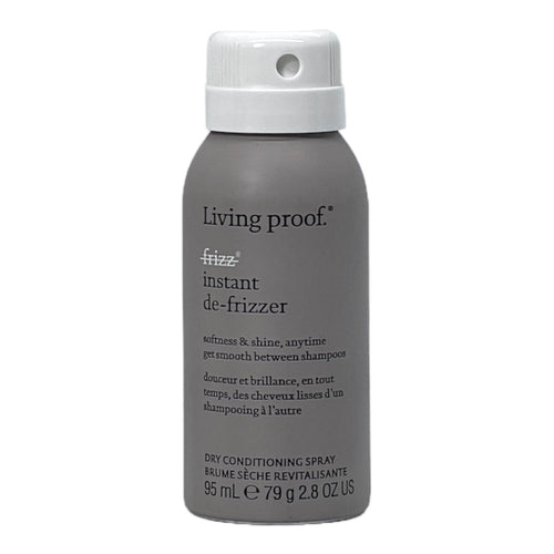 Living Proof No Frizz Instant De-Frizzer hair spray in 2.8 oz bottle, smooths frizz and adds shine to hair.