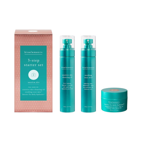 Bioelements 3-Step Starter Set: Sensitive Skin, Includes Cleansing Oil, Soothing Reset Mist Toner & Barrier Fix Daily Hydrator Moisturizer