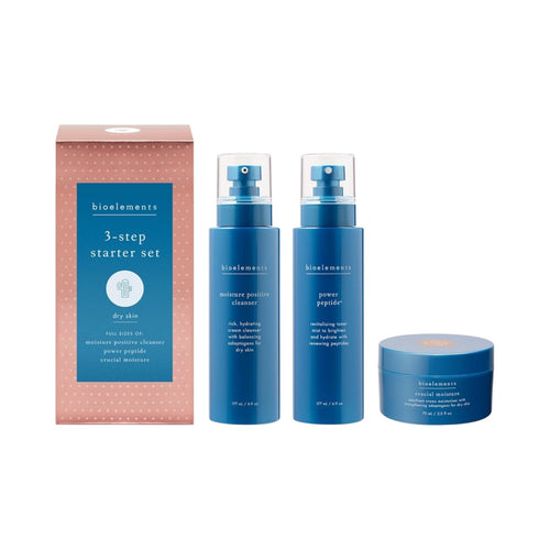 Bioelements 3-Step Starter Set: Dry Skin, Includes Moisture Positive Cleanser, Power Peptide Toner & Crucial Moisture Moisturizer