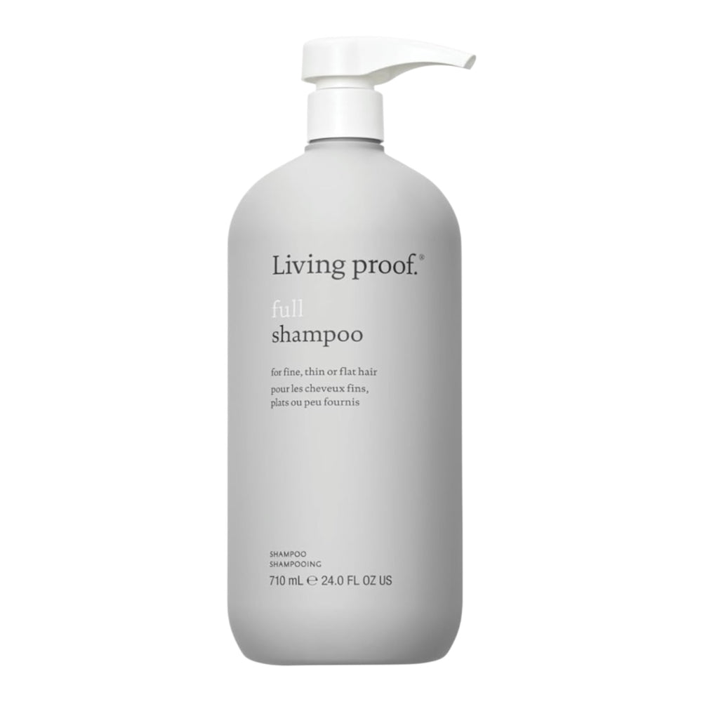 Living Proof Full Shampoo 24 oz bottle, clear and simple packaging, suitable for adding volume and fullness to hair.