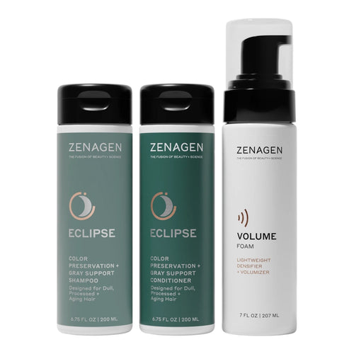 Zenagen Eclipse Trio Kit | Color Preservation + Gray Support, Shampoo + Conditioner + Volume Foam.