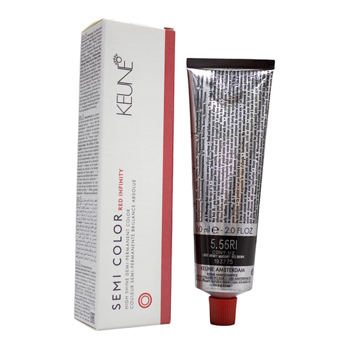 Keune Semi Color 5.56 Demi-Permanent Light Infinity Mahogany Red Brown hair color in 2 oz tube, showcasing vibrant red-brown shade