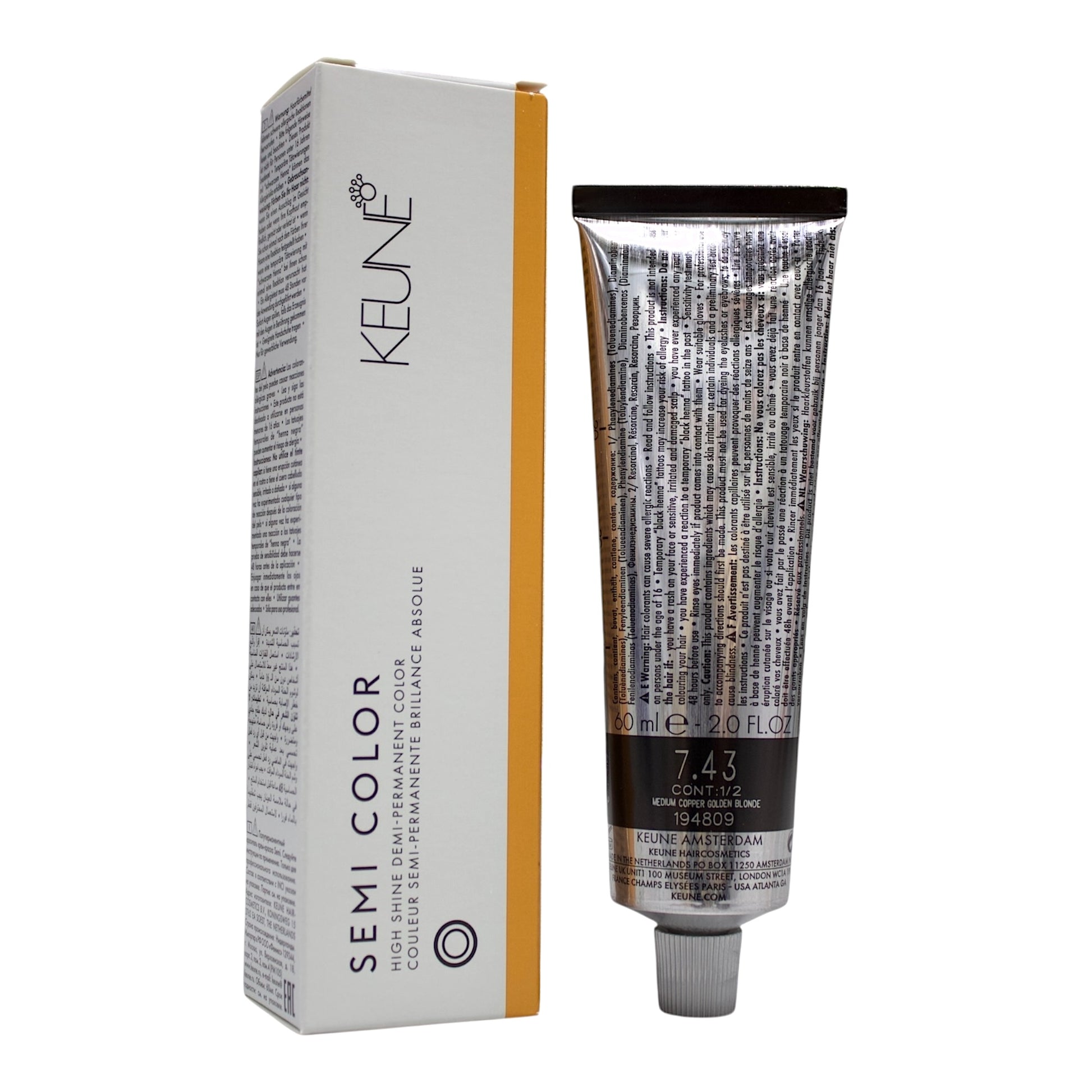 Keune Semi Color 7.43 Demi-Permanent Color Medium Copper Golden Blonde 2 Oz Beauty Gables
