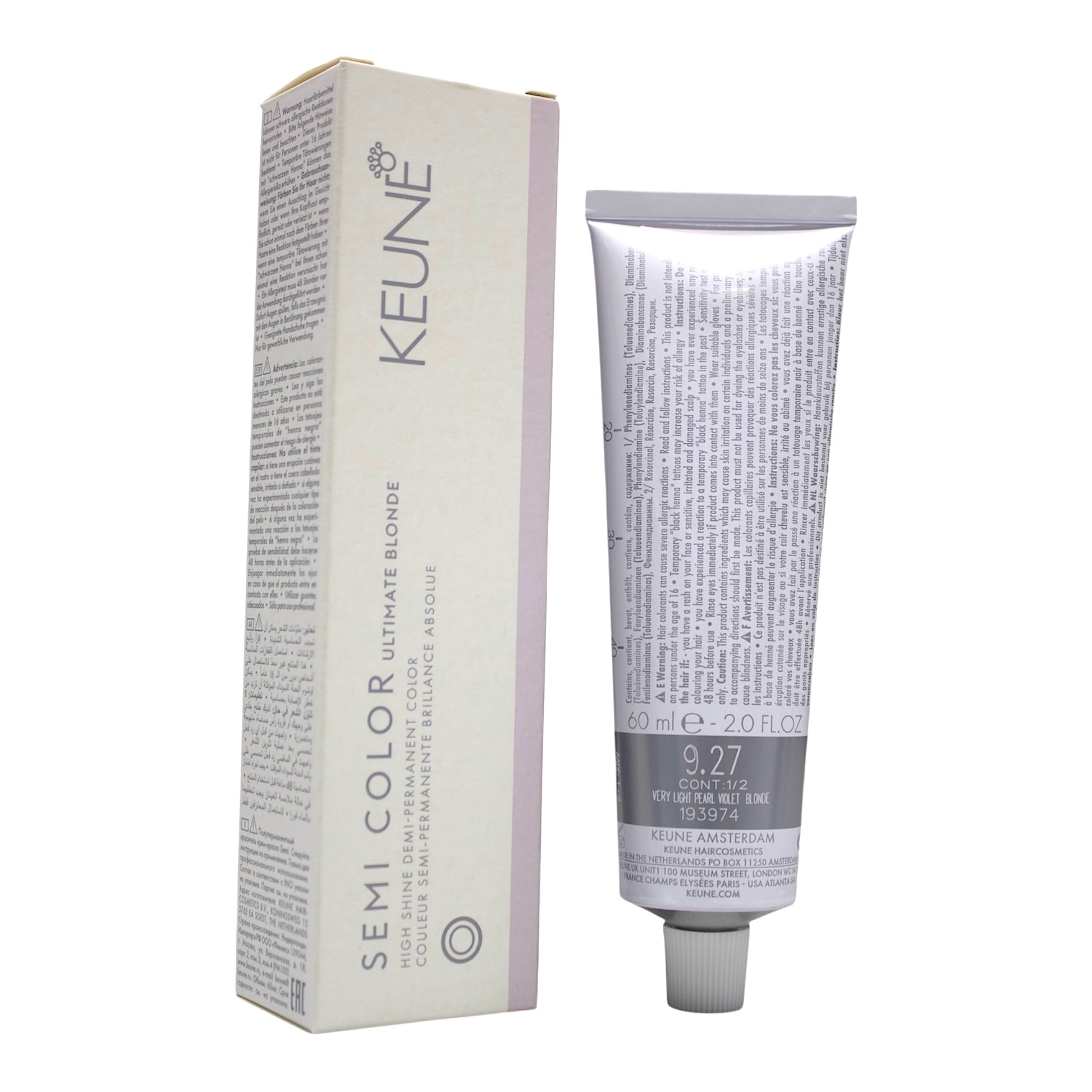 Keune Semi Color 9.27 Demi-Permanent Color Very Light Pearl Violet Blonde 2 Oz Beauty Gables