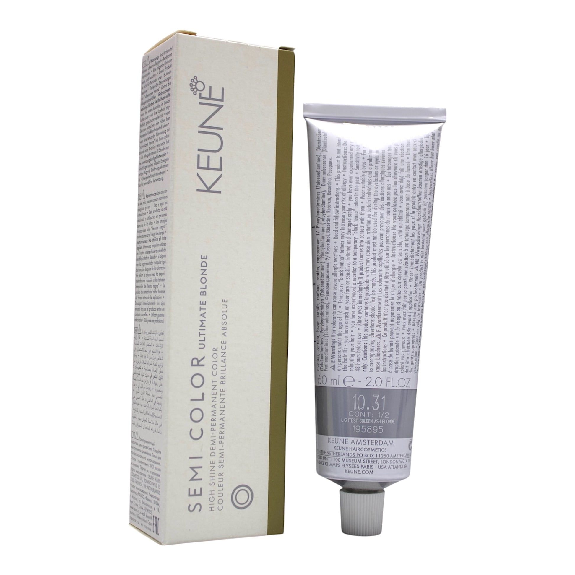 Keune Semi Color 10.31 Demi-Permanent Color Lightest Golden ASH Blonde 2 Oz Beauty Gables