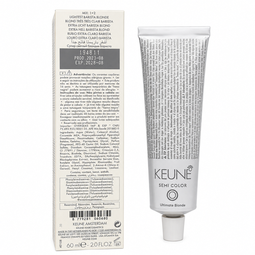 Keune Semi Color 10.81 Demi- Permanent Color Ultimate Blonde Lightest Barista Blonde 2 Oz