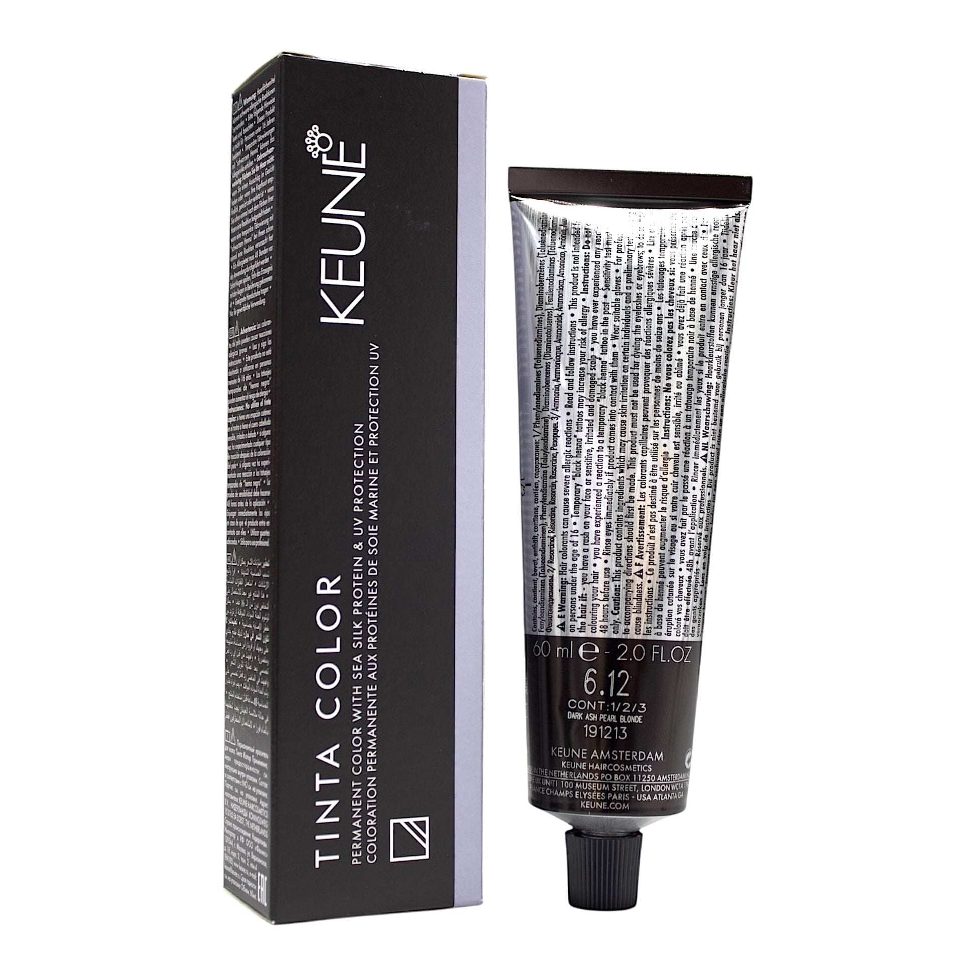Keune Tinta Color 6.12 Permanent Color Dark ASH Pearl Blonde 2 Oz Beauty Gables