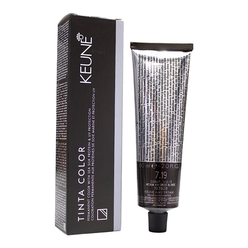 Keune Tinta Color 7.19 Permanent Color Medium ASH Green Blonde 2 Oz