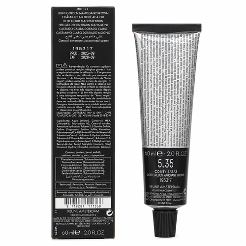 Keune Tinta Color 5.35 Permanent Color Light Golden Mahogany Brown 2 Oz