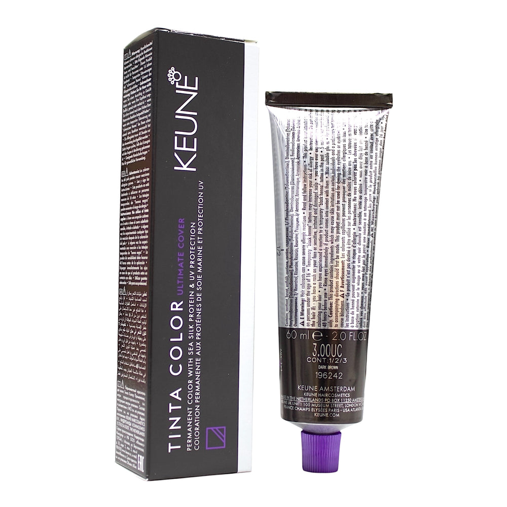 Keune Tinta Color 3.00UC Ultimate Cover Permanent Color Dark Brown 2 Oz