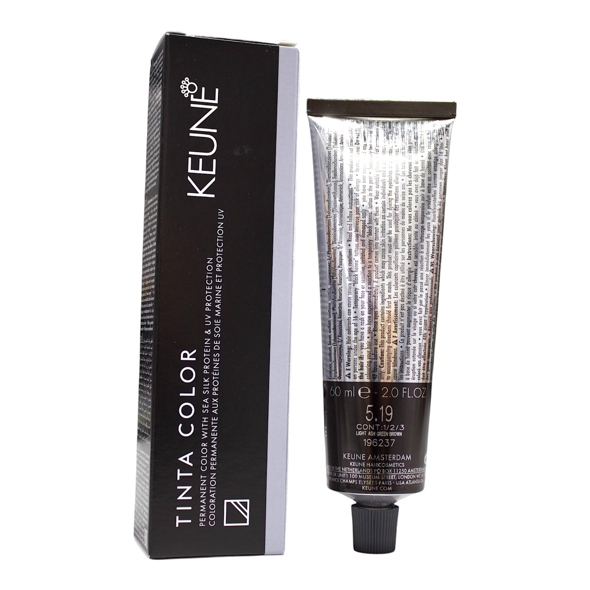 Keune Tinta Color 5.19 Permanent Color Light ASH Green Brown 2 Oz Beauty Gables