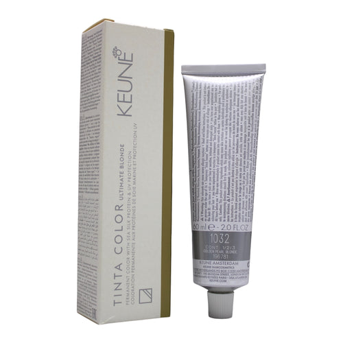 Keune Tinta Color Ultimate Blonde Permanent Hair Color in Golden Pearl Blonde shade, 2 oz bottle, showing the creamy hair dye.