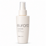 Eufora Shine Mist Spray illuminate bottle, 4.2 oz, with sleek clear packaging and spray nozzle, for radiant hair shine.