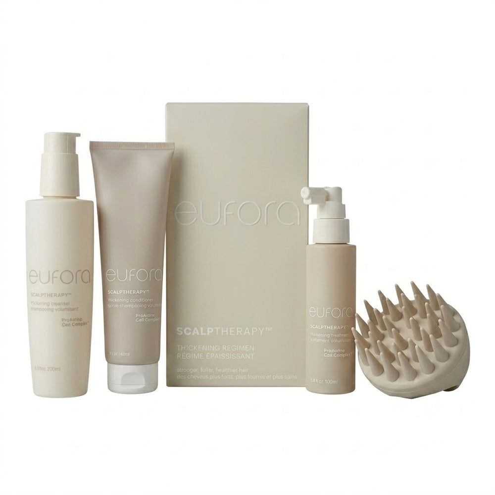 Eufora Scalptherapy Thickening Regimen Kit featuring hair loss treatment products and scalp care solutions.