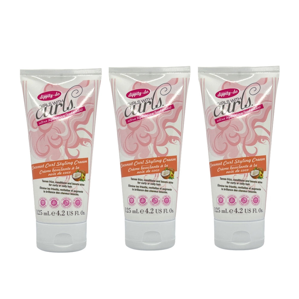 Dippity-do Girls With Curls Ultra Hydratant Coconut Curl Styling Cream 4.2 Oz (Pack of 3) - Beauty Gables 