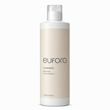 Eufora Shine Mist Spray illuminates hair with a glossy finish, shown in a 16.9 oz spray bottle.