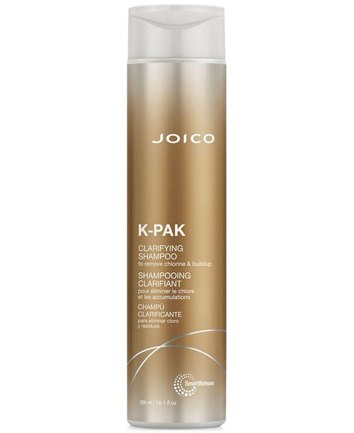 Joico K-Pak Clarifying Shampoo bottle, 10.1 oz, with sleek packaging and clear label for deep cleansing hair care.