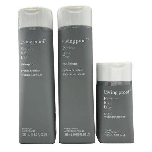 Living Proof Perfect Hair Day Shampoo & Conditioner 8 Oz and Styling Treatment 4 Oz Kit - Beauty Gables