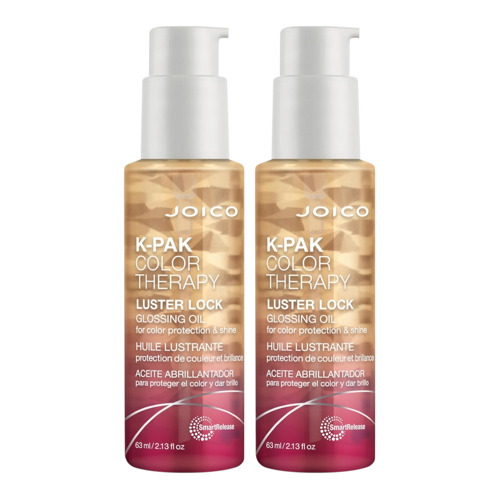 Joico K-Pak Color Therapy Lock Glossing Oil 2.13 oz bottles, shiny hair treatment for color protection and gloss.