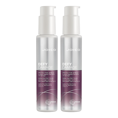 Joico Defy Damage Protective Shield bottles, 3.38 oz each, showing the product packaging and branding.