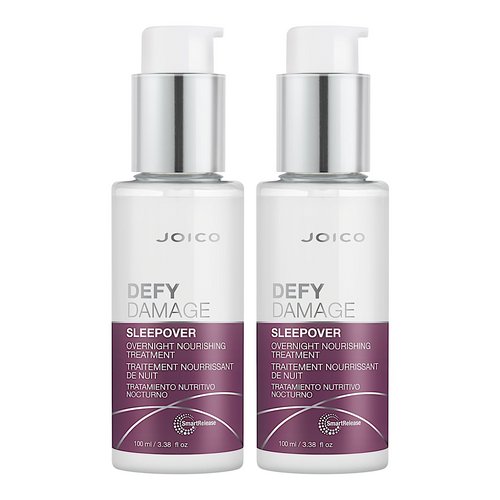 Joico Defy Damage overnight nourishing hair treatment bottles, 3.38 oz each, for repairing and strengthening damaged hair.
