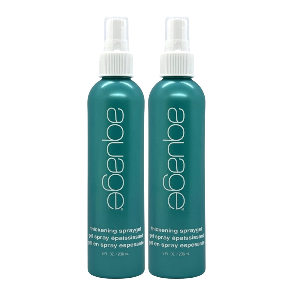 Aquage Thickening Spray Gel Firm Hold 8 oz bottles, showing the packaging with the product name and brand logo.