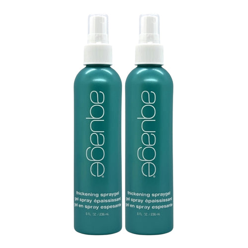 Aquage Thickening Spray Gel Firm Hold 8 oz bottles, showing the packaging with the product name and brand logo.